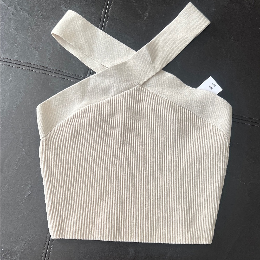 Babaton Cream Cross-Strap Crop Top